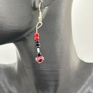 Red and Black Beaded Earrings